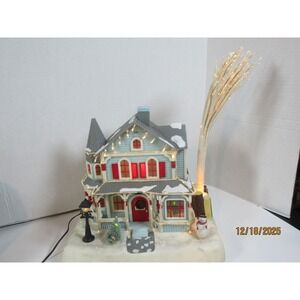 Avon Lighted Christmas Village House Snowman Fiber Optic Tree Lamp Post Decor